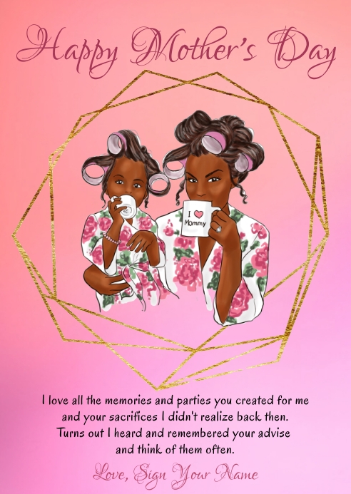 Mother's Day Mommy & Me Greeting A6 template