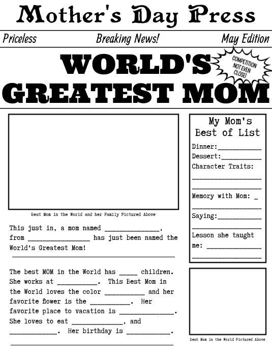 Mother's Day Newspaper Worksheet Template | PosterMyWall Mother's Day Newspaper Worksheet Template | PosterMyWall