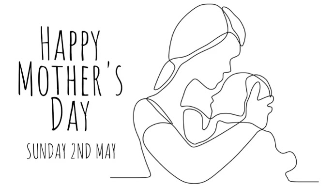 Mother's Day One Line Continuous Template Digitalt display (16:9)