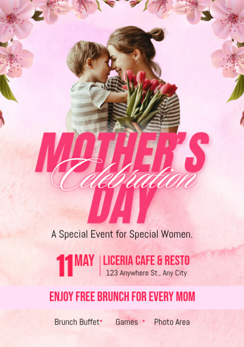 mother's day party A4 template