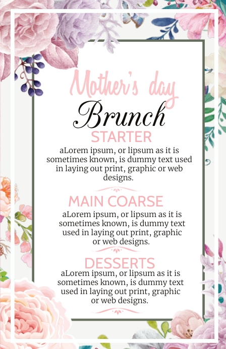 mother's day poster Szeroki pół strony template