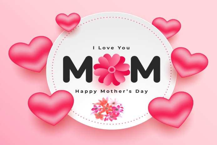 Mother's day realistic hearts card design Template | PosterMyWall