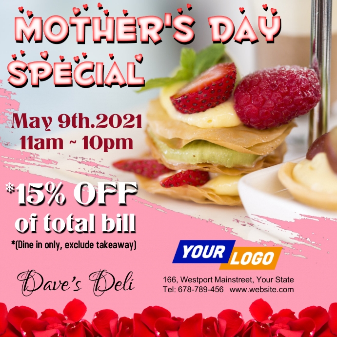 Mother's day restaurant promotion template Instagram Post