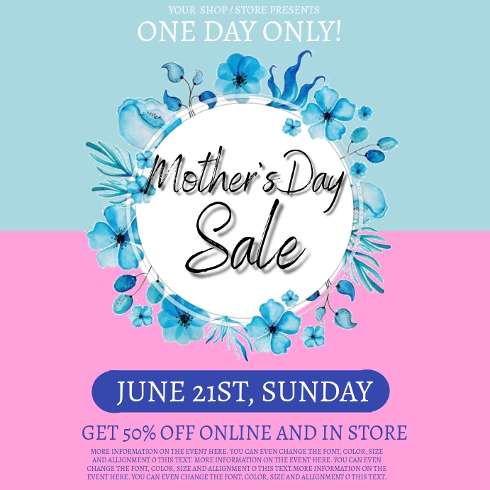 Mother's day Sale Event Flyer template PosterMyWall