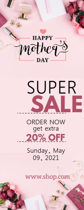 Mother's Day Sale Roll-Up Banner Rollbanner 2 stopy × 5 stóp template