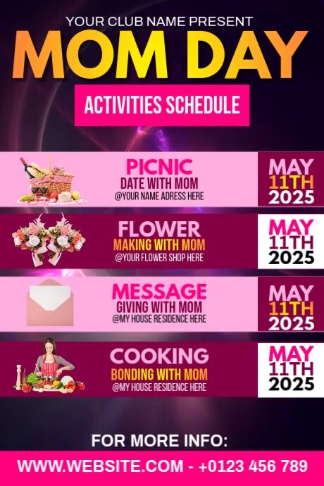 Mother's Day Schedule Plakat template