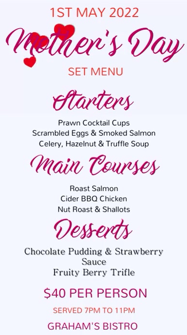 Mother's Day Special Digital Menu Template