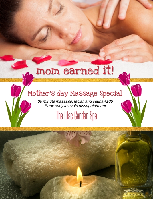 Mother's Day Special Massage Spa Flyer Template PosterMyWall