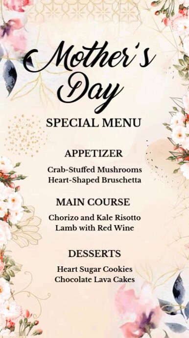 Mother's Day Special Menu Instagram Story template
