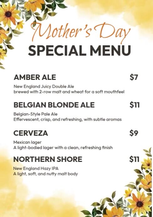Mother's Day Special Menu A4 template