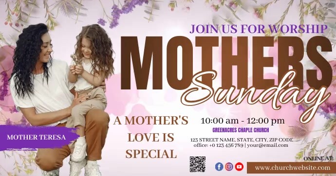 Mother's day Sunday Church Service Template | PosterMyWall