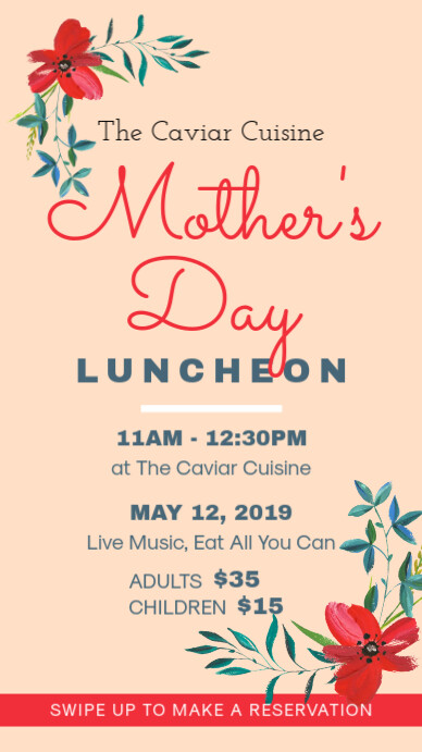 Mother's Day Tea and Lunch Invitation Instagram Story template