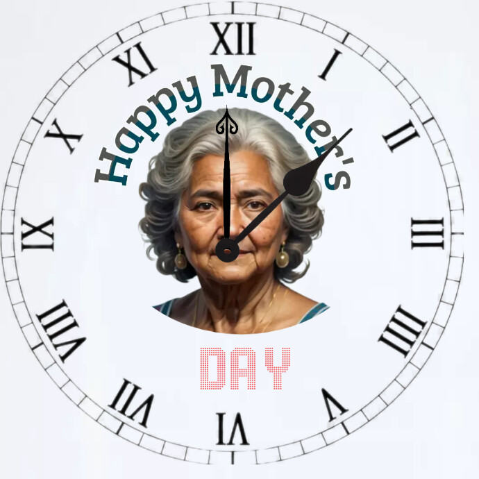Mother's Day wall clock in Romans numerals Logo template