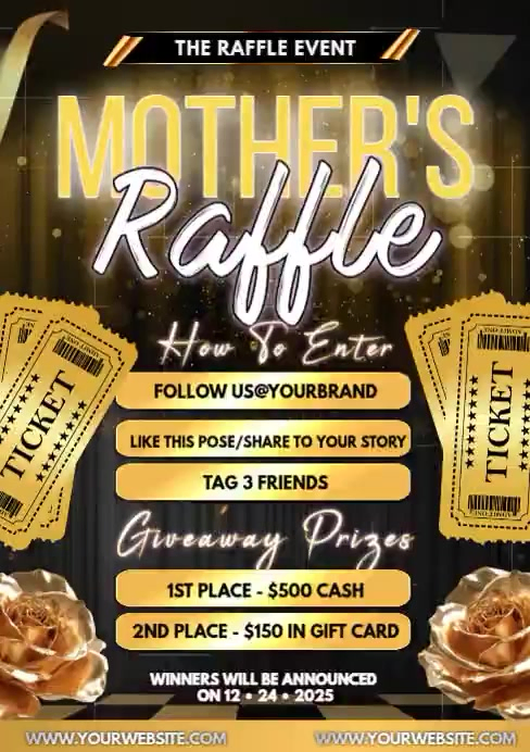 Black Mother's Day Raffle A4 Template | PosterMyWall