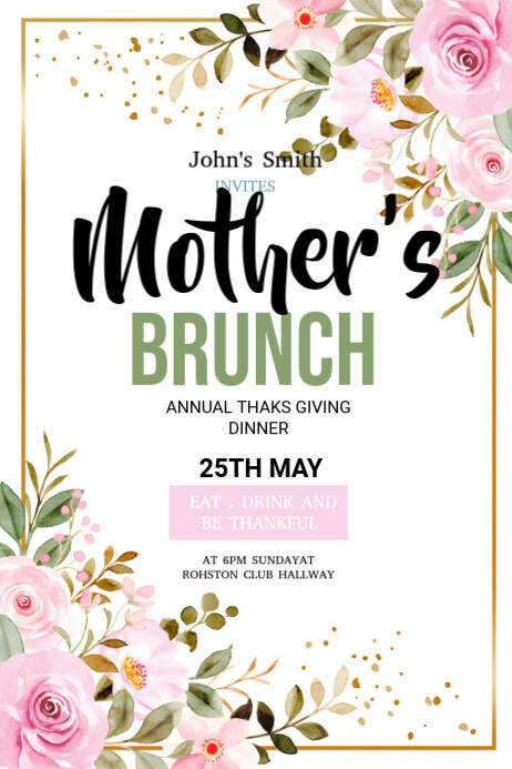 Mother Brunch Poster Cartaz template