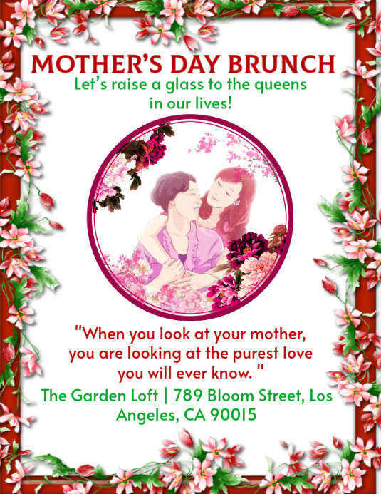 White Mother Day Brunch Flyers Template | PosterMyWall