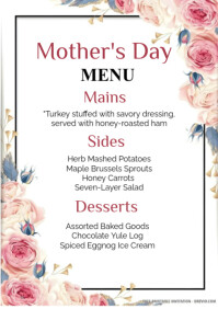 Restaurant Menu - Mother's Day Brunch Template | PosterMyWall