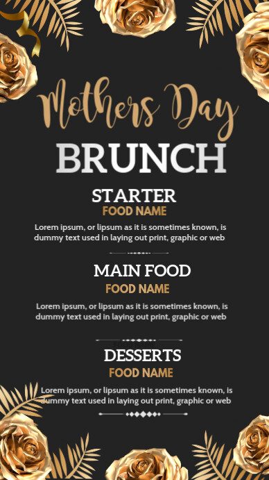 Mothers day brunch,menu Instagram Story template