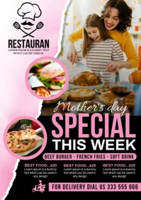 Mothers day brunch invitation A3 template