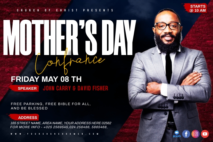 MOTHERS DAY CHURCH CONFRANCE Template | PosterMyWall