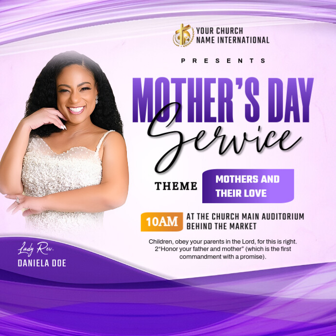 Mothers Day Church Service Quadrado (1:1) template