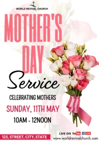 Mothers day church service flyer A3 template