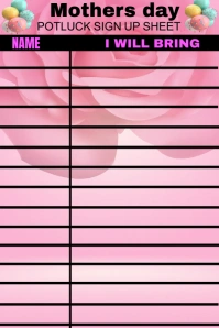 Mothers Day sign up sheet design template Pinterest Graphic