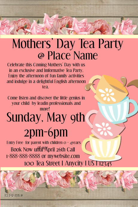 Mothers Day Tea Party Template | PosterMyWall
