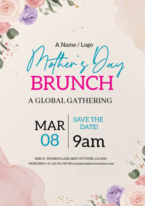 Mother’s Day Brunch Menu A4 template
