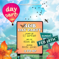 motion graohic sky blue day party flyer template flying Instagram Post