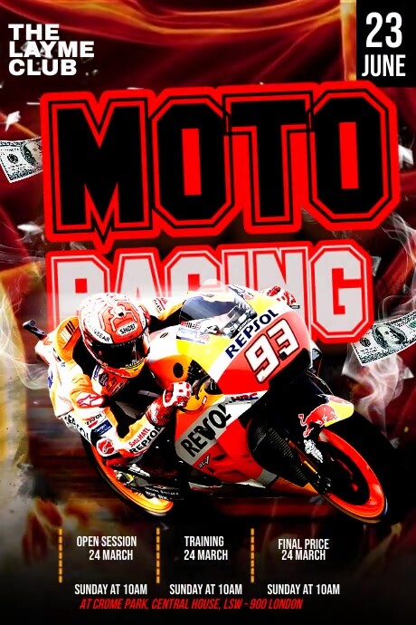 Moto Racing Red Night Template | PosterMyWall