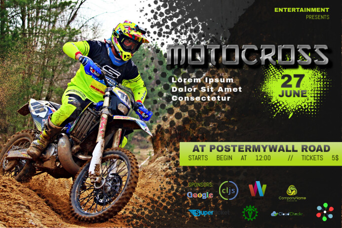 Motocross Event Rennen Flyer Poster Vorlage Landschaft Vorlage