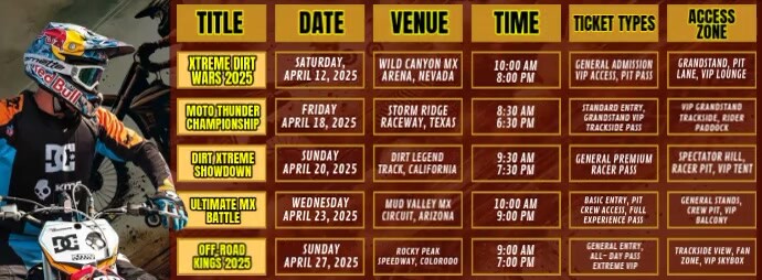 motocross event schedule Facebook 封面图片 template