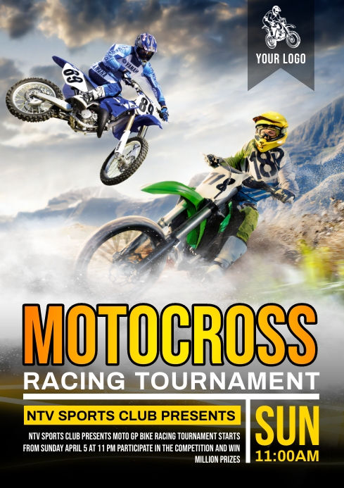Cross Racing A4 Motocross racing Template | PosterMyWall