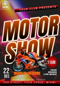 Motor show event poster A5 template