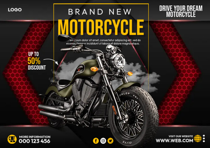 Motorcycle Banner Ads A4 template