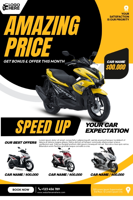 Motorcycle Sample Motorcycle Brochure Template | PosterMyWall