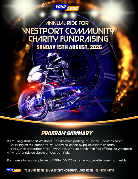 Motorcycle club ride poster Template PosterMyWall