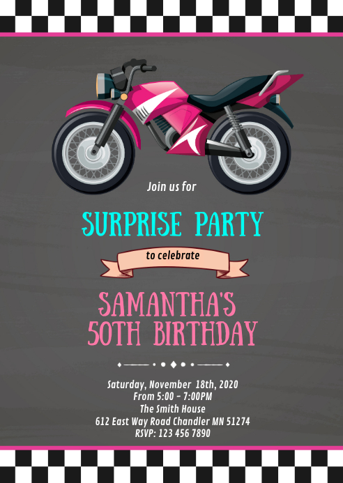Modele Invitation A Une Fete Rose Fille Moto Postermywall Modele Invitation A Une Fete Rose Fille Moto Postermywall