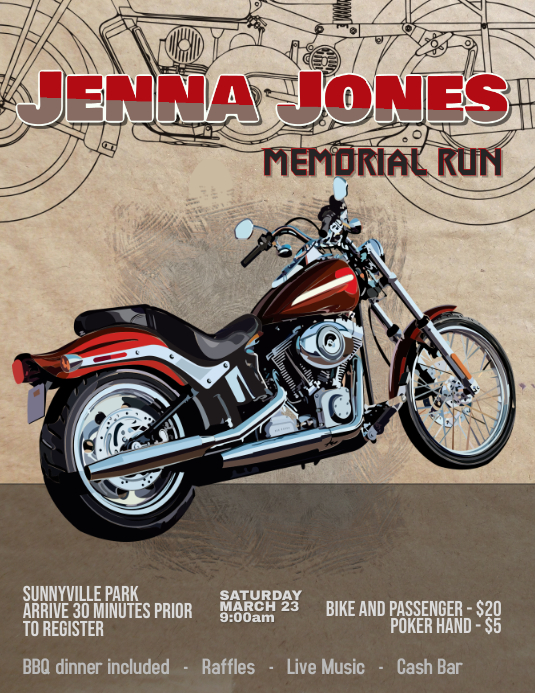 motorcycle memorial run rally flyer template PosterMyWall