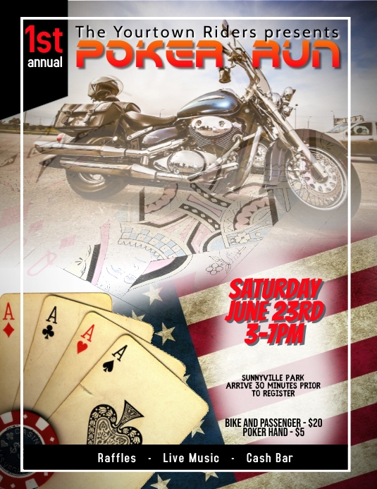 Motorcycle Poker Run event flyer template PosterMyWall