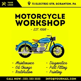 Motorcycle workshop animation video ad Square (1:1) template