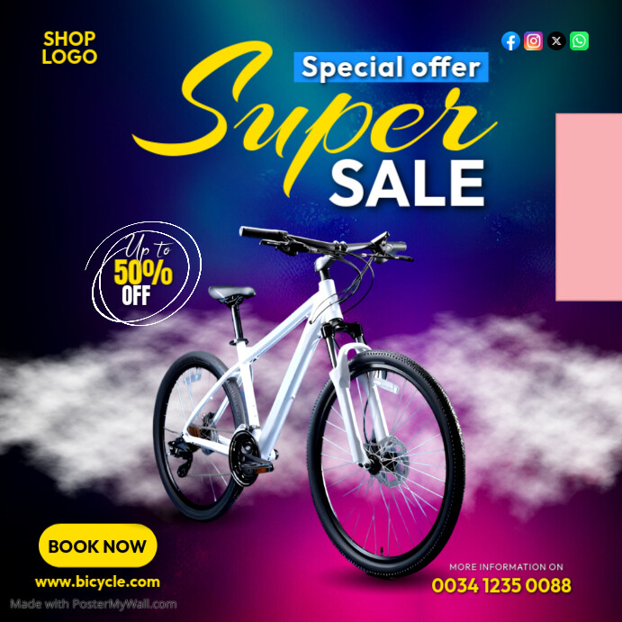 Mountain bike bicycle accessories shop product item advertisement flyer template for online ads Instagram Post