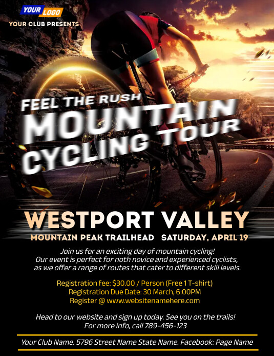 Mountain Bike Event Ad flyer 传单(美国信函) template