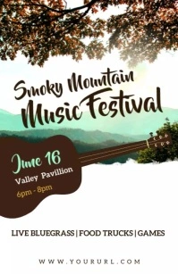 Mountain Music Festival Event Poster Tabloïd template