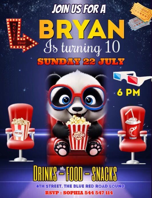 movie birthday Pamflet (VSA Brief) template