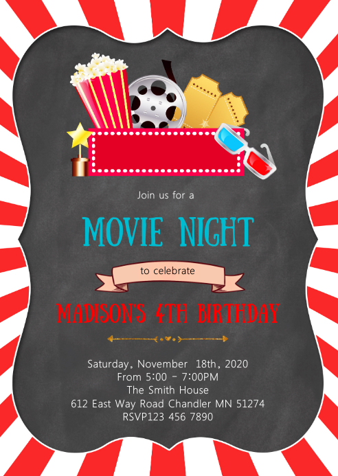 Movie Birthday Invitation Wording Hollywood Movie Clapboard Clapper