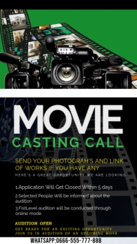 Movie casting call poster Templates Instagram Story