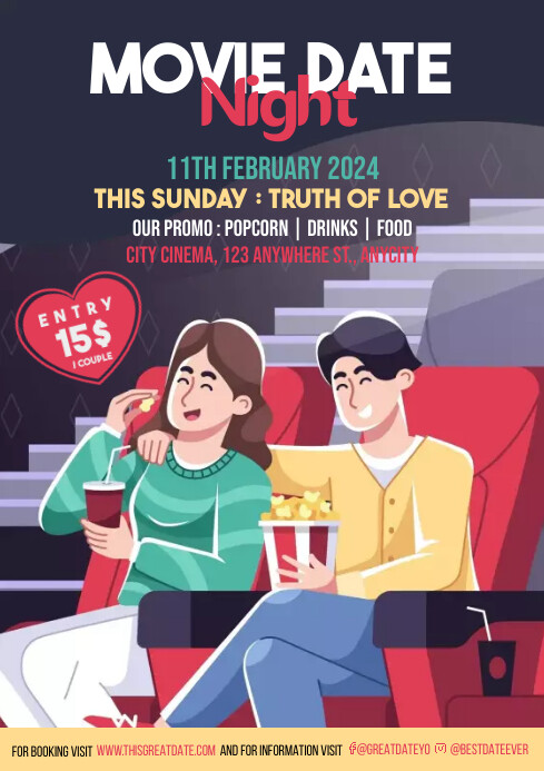 Movie Date Night A4 template