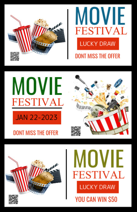 Movie festival,gift voucher Tabloid template